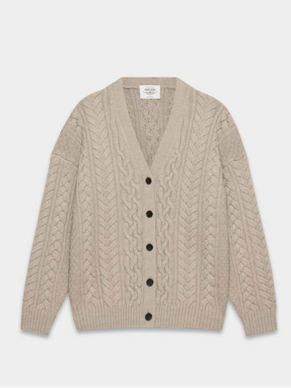 Aritzia Heritage Knit Merino Wool Cable-knit V-Neck Oversized Cardigan Sz S - Picture 15 of 15